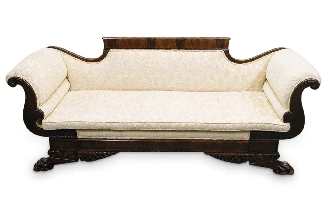 Antique Sofa, American Classical (Empire style), White, Likely Circa 1825–40!