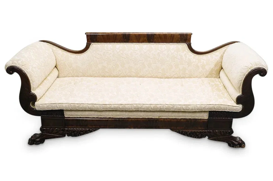 Antique Sofa, American Classical (Empire style), White, Likely Circa 1825–40!